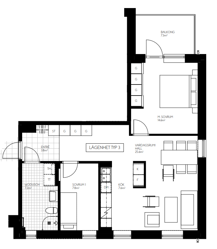 Planlösning Lägenhet Typ 3